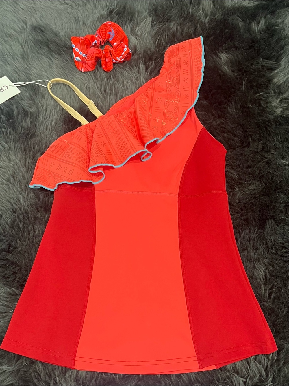 Crowned Athletics Wayfinder (Disney Moana) One-Shoulder Ruffle Tank Scrunchie